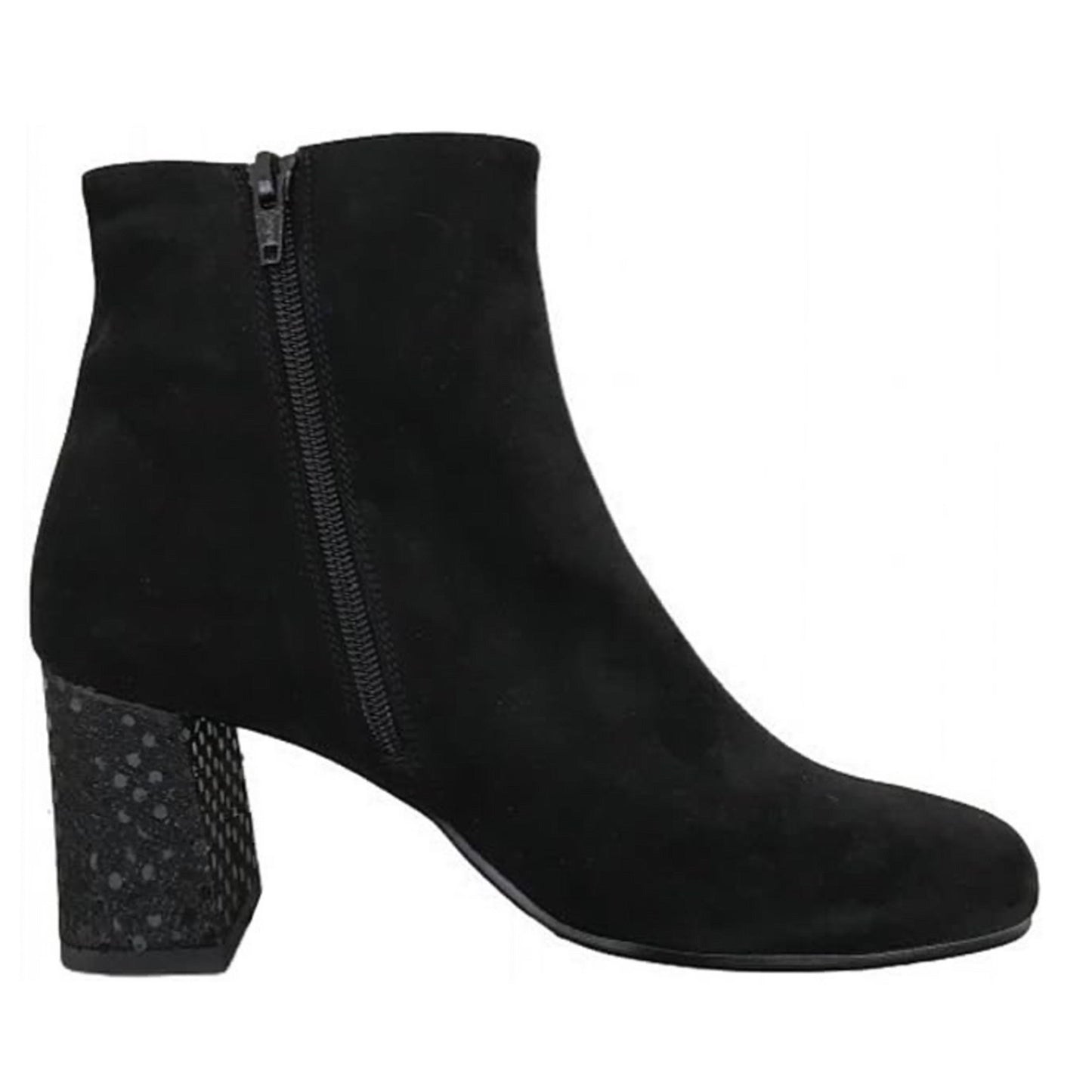 Stivaletti Neri Donna Cinzia Soft, Tacco a blocco 6 cm, Vera Pelle Scamosciata, Cerniera Laterale - Numero 41