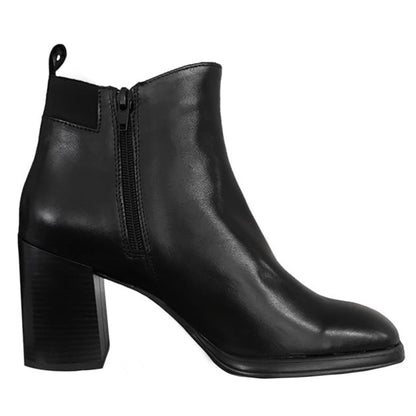 Stivaletti Neri Donna Cinzia Soft PQ9555760 - Vera Pelle, Tacco a blocco, Elastico e Zip Laterale