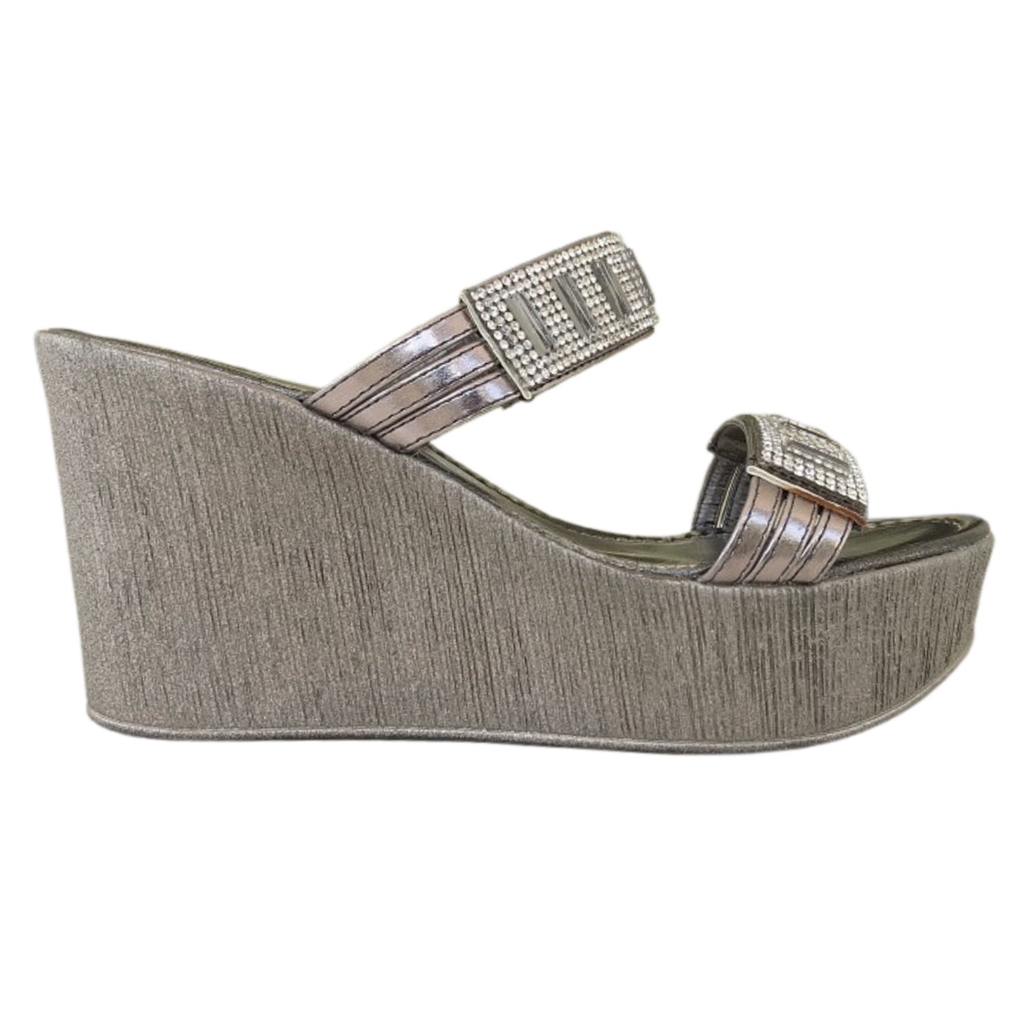 Ciabatte con zeppa CinziaSoft IAD16834 Peltro Argento Vera Pelle