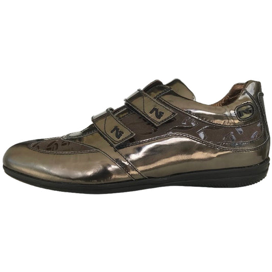Sneakers donna NeroGiardini 456 con doppio strappo, Vera pelle Specchiato, Antracite, 39 EU