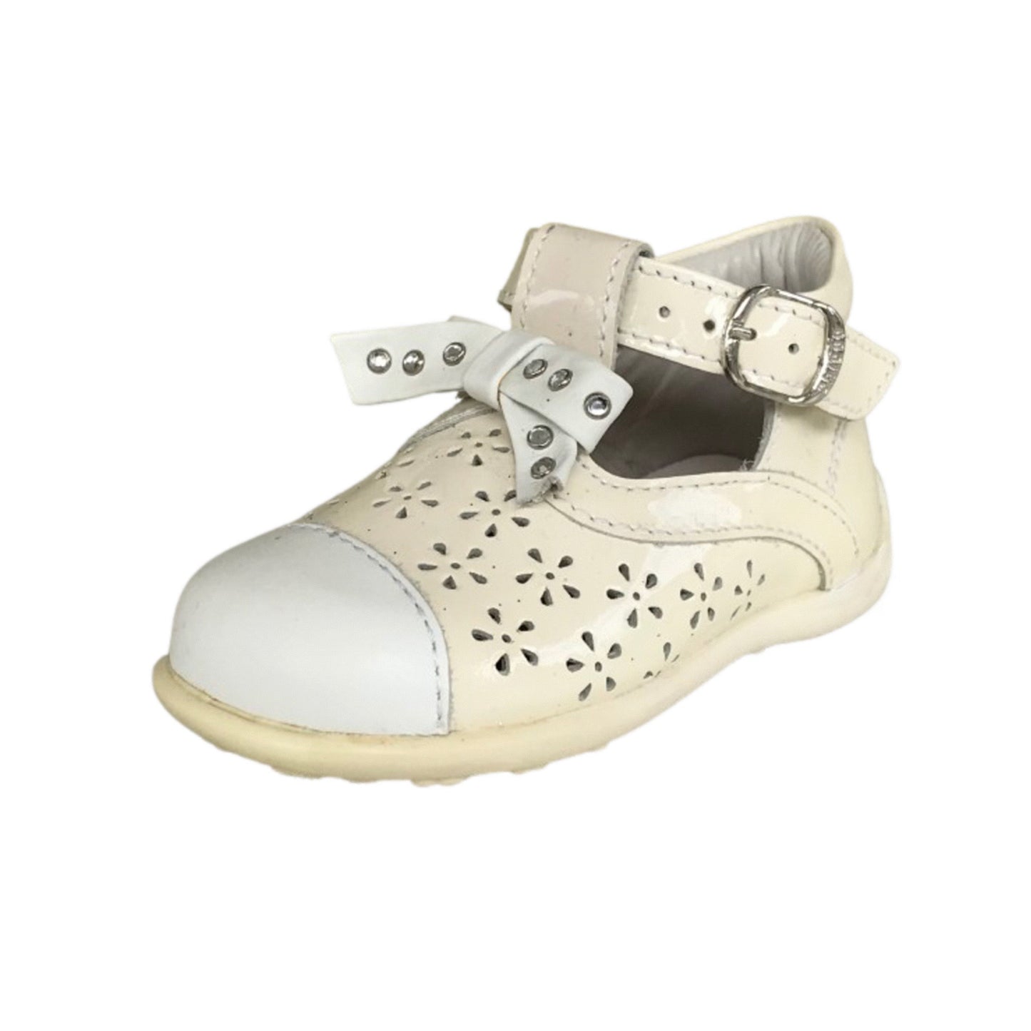 Scarpe Bambina Chicco 39449 Vera Pelle Vernice Bianco Latte / Bianco Fiocco brillantini   - 19 EU