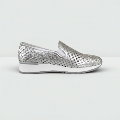 Sneakers Donna Cinzia Soft 8199 Vera Pelle con Plantare Estraibile ed Elastici Laterali - 38 (EU)