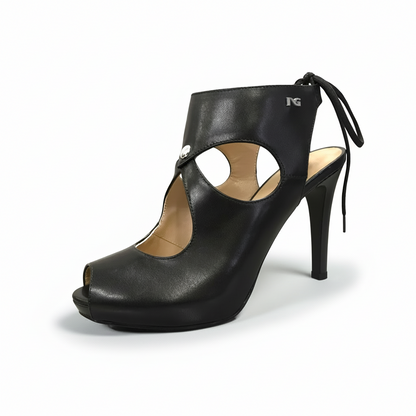 Scarpe Spuntate NeroGiardini P717371DE Vera Pelle, Tacco alto con Plateau, lacci, Colore Nero - Numero 36 (EU)