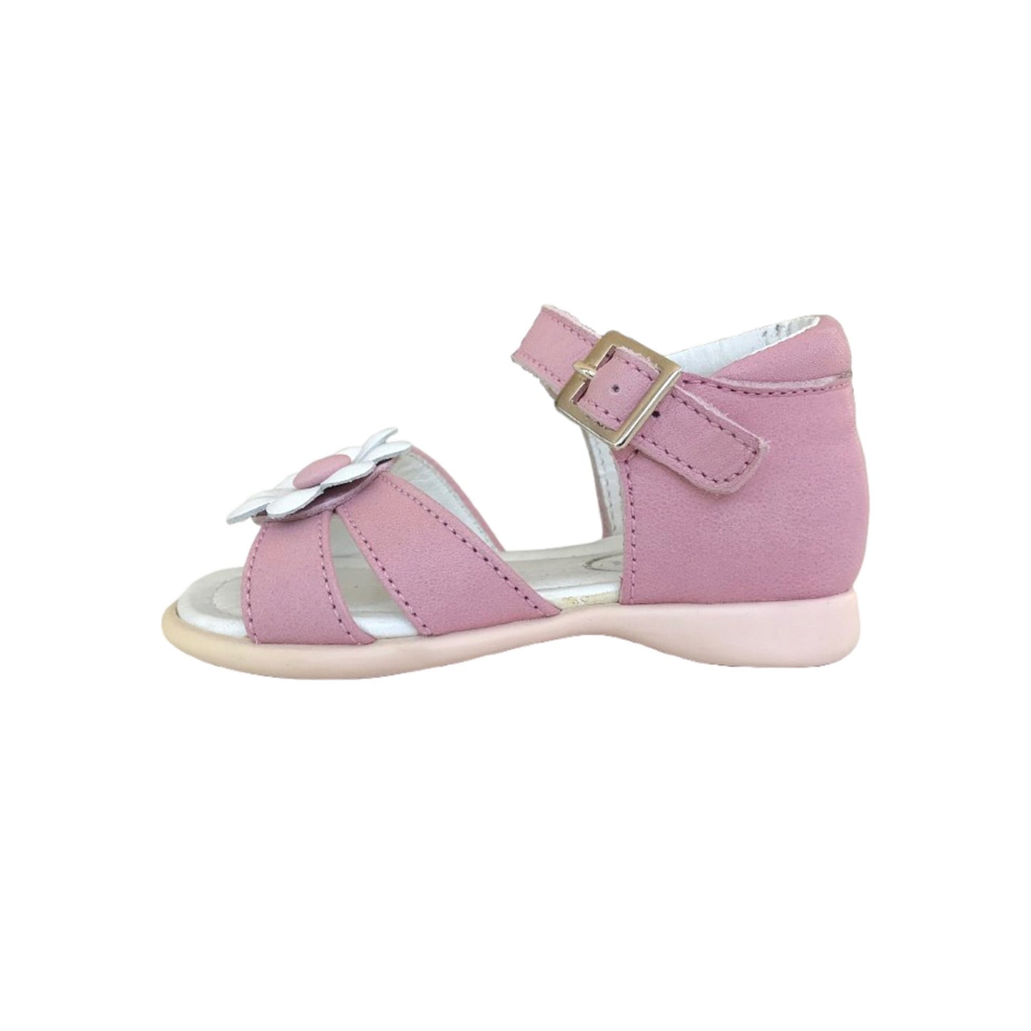 Sandali Bambina Cricket in Vera Pelle Rosa con Fiore Decorativo, Chiusura con Fibbia - 19 EU