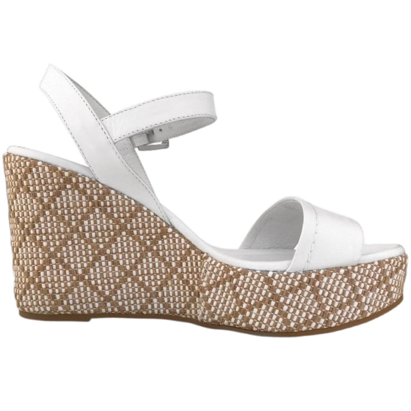 Sandali Donna NeroGiardini P410720D Zeppa Alta, Vera Pelle, Bianco