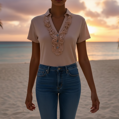 T-shirt Elegante Donna NeroGiardini P561905D in Rosa Cipria