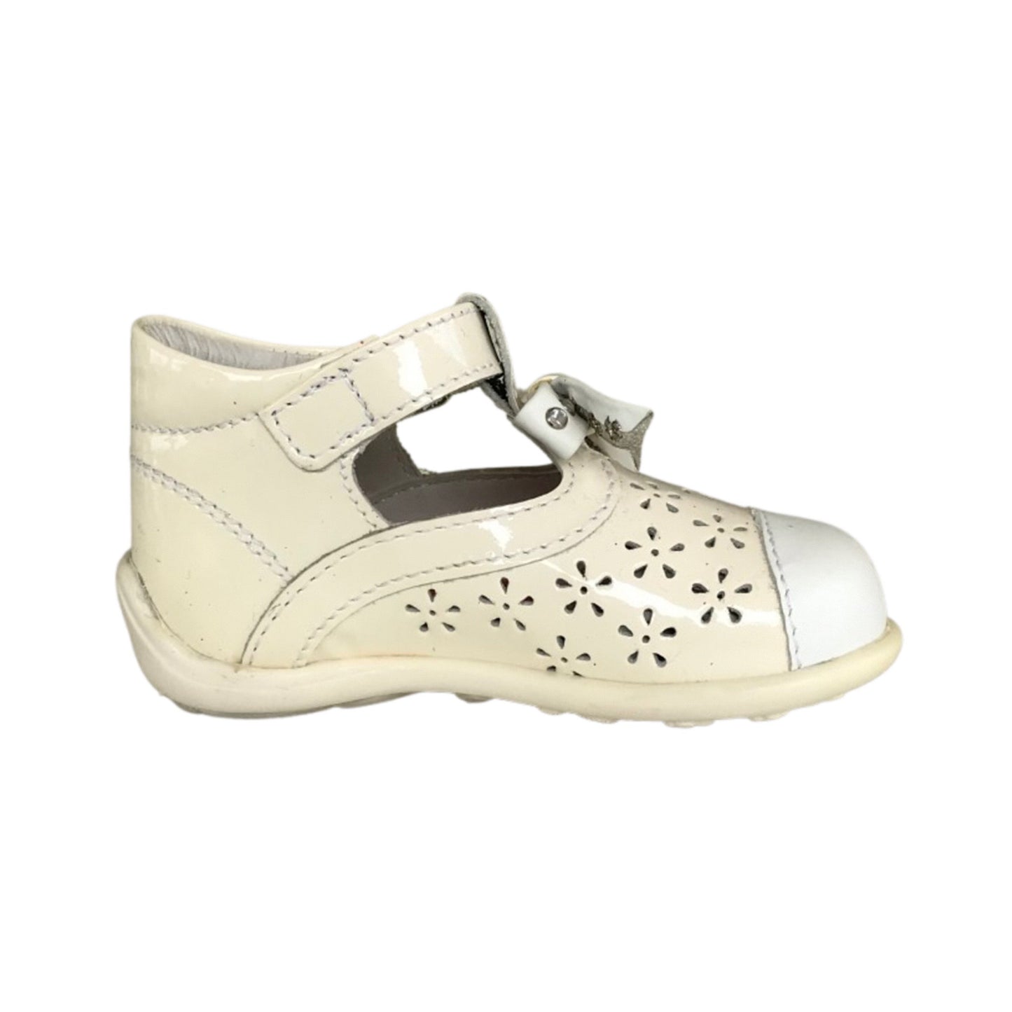 Scarpe Bambina Chicco 39449 Vera Pelle Vernice Bianco Latte / Bianco Fiocco brillantini   - 19 EU