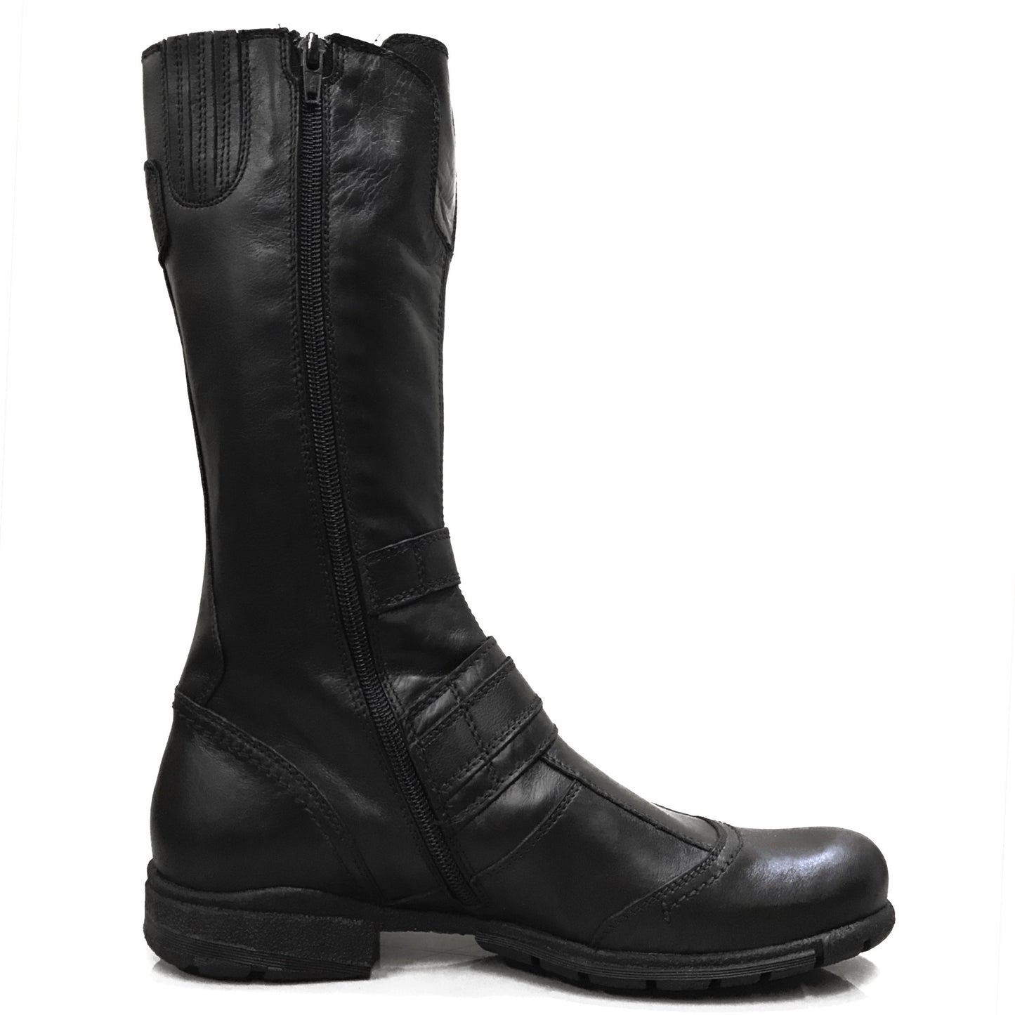 Stivali Bikers Donna NeroGiardini 00171 in Vera Pelle, Altezza a mezza gamba, Cerniera Zip e Tripla Fibbia - Colore Nero