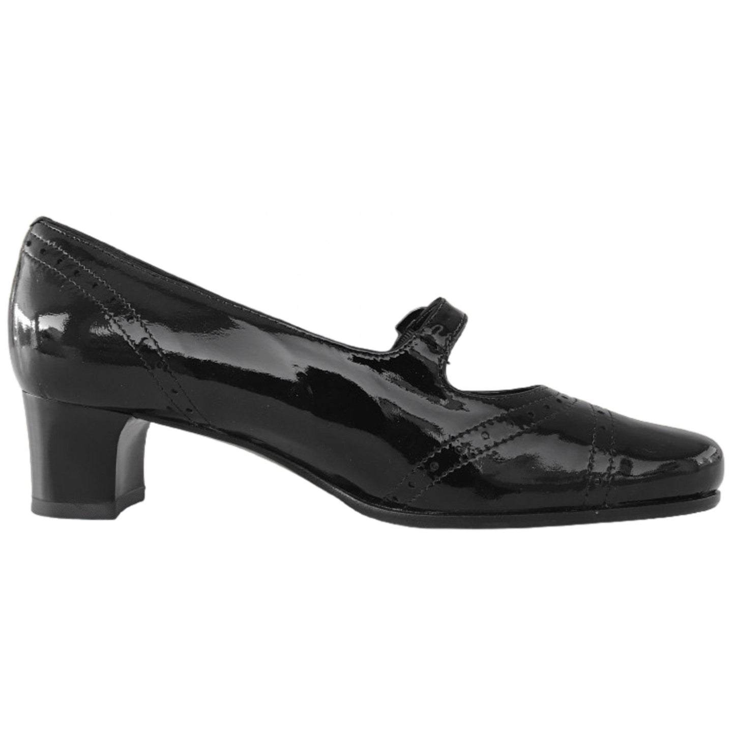 Décolleté con cinturino Donna, Valleverde, Moda Comoda, tacco 4 cm, Vera Pelle in Vernice, Nero