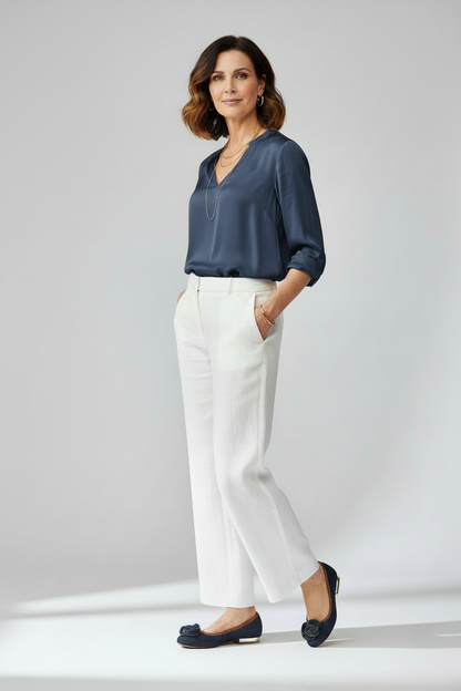 Ballerine NeroGiardini Tacco Basso Specchiato Vera Pelle Blu Cuoio con fiore