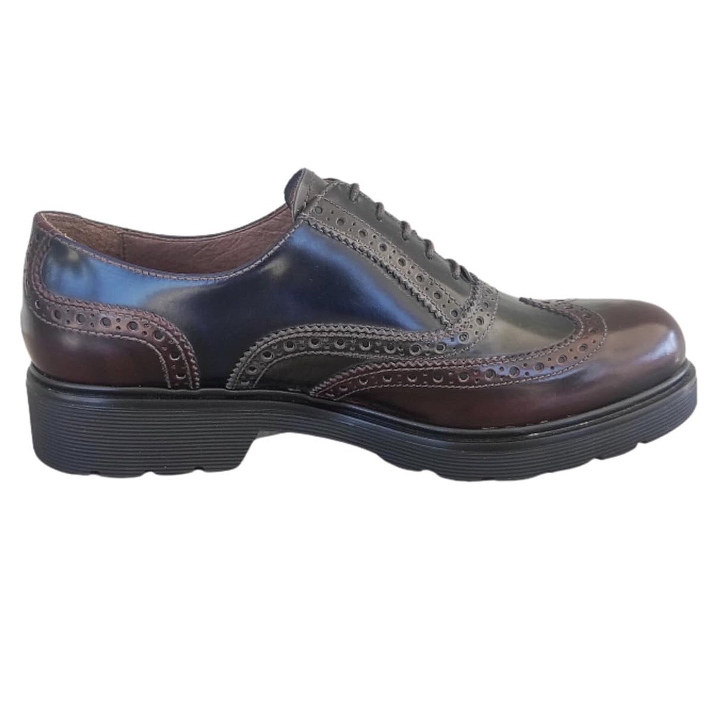 Scarpa Inglesina Stringata Donna NeroGiardini A616170D - Stile Oxford,  Fondo Basso, Vera Pelle Abrasivato, Bordeaux, Antracite, Blu - Numero 37