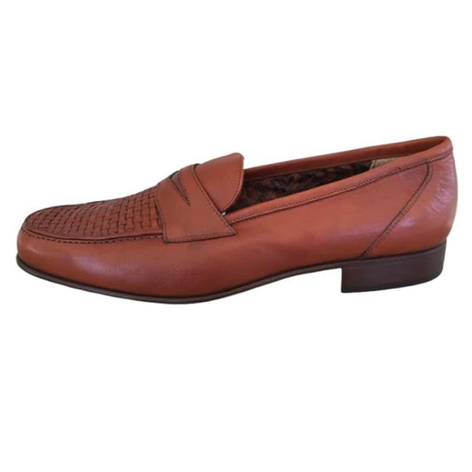 Mocassini Uomo Enzo del Lago Vera Pelle Nappa Marrone Fondo Cuoio - 45 EU