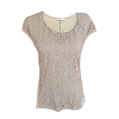 T-Shirt Donna NeroGiardini P561910D Maglina e Pizzo Beige