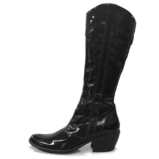Stivali texani NeroGiardini 00576 Vera Pelle in Vernice - Colore Nero
