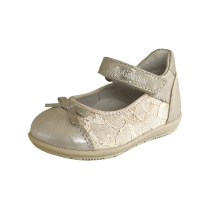Scarpe Ballerine Bambina NeroGiardini P621410F Vera Pelle Pizzo Avorio Champagne