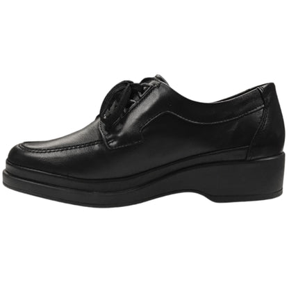 Scarpe Classiche con lacci Donna, Florance, 10110, zeppa bassa, Vera pelle, Nero
