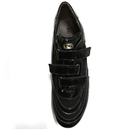 Sneakers A907919 in Vera Pelle Naplak, Pelle Scamosciata, chiusura triplo strappo, Nero 40/41x2/42/43