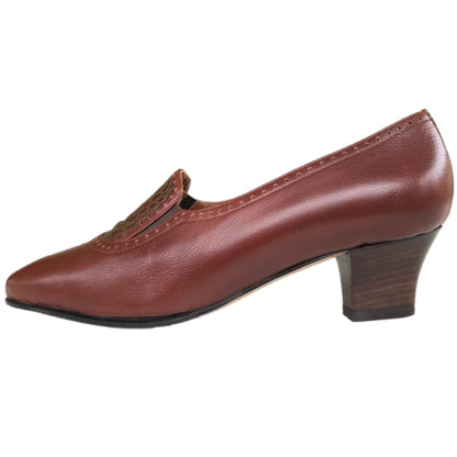 Scarpe donna Lady Confort 015, Vera Pelle, Marrone Cuoio, con Elastici Laterali