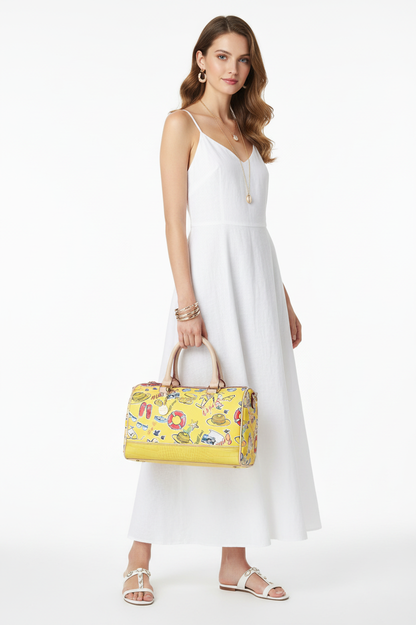Borsa Bauletto Donna CoveriWorld con tracolla Giallo Stampe Estive Colorate