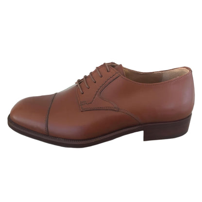 Scarpe Classiche Stringate Uomo Colletti 964 Vera Pelle Marrone Fondo Cuoio