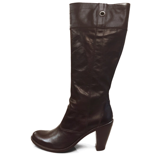 Stivali Texani Donna NeroGiardini 00580 Vera Pelle, Tacco alto 8 cm, Cerniera Zip, Elastico,- Colore Marrone Testa di Moro