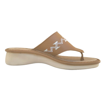 Ciabatte infradito FlyFlot Vera Pelle Beige ricamo Bianco