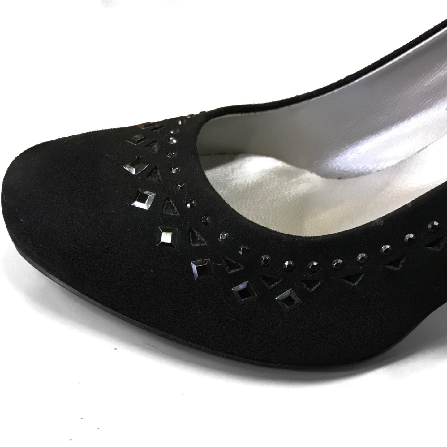 Décolleté NeroGiardini P207510DE Vera Pelle di Camoscio, tacco alto con Plateau, Strass, Nero - Numero 36