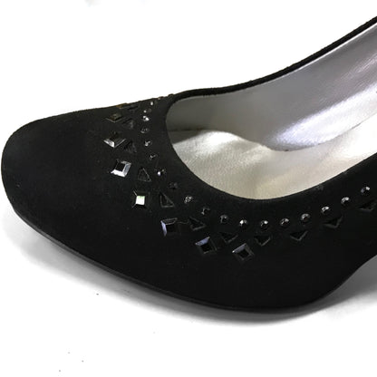 Décolleté NeroGiardini P207510DE Vera Pelle di Camoscio, tacco alto con Plateau, Strass, Nero - Numero 36
