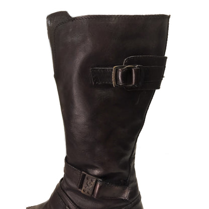 Stivali stile vintage Donna NeroGiardini 00171 Vera Pelle, Fondo basso, mezza gamba, Cerniera Zip, Elastico, Fibbie - Marrone Testa di Moro