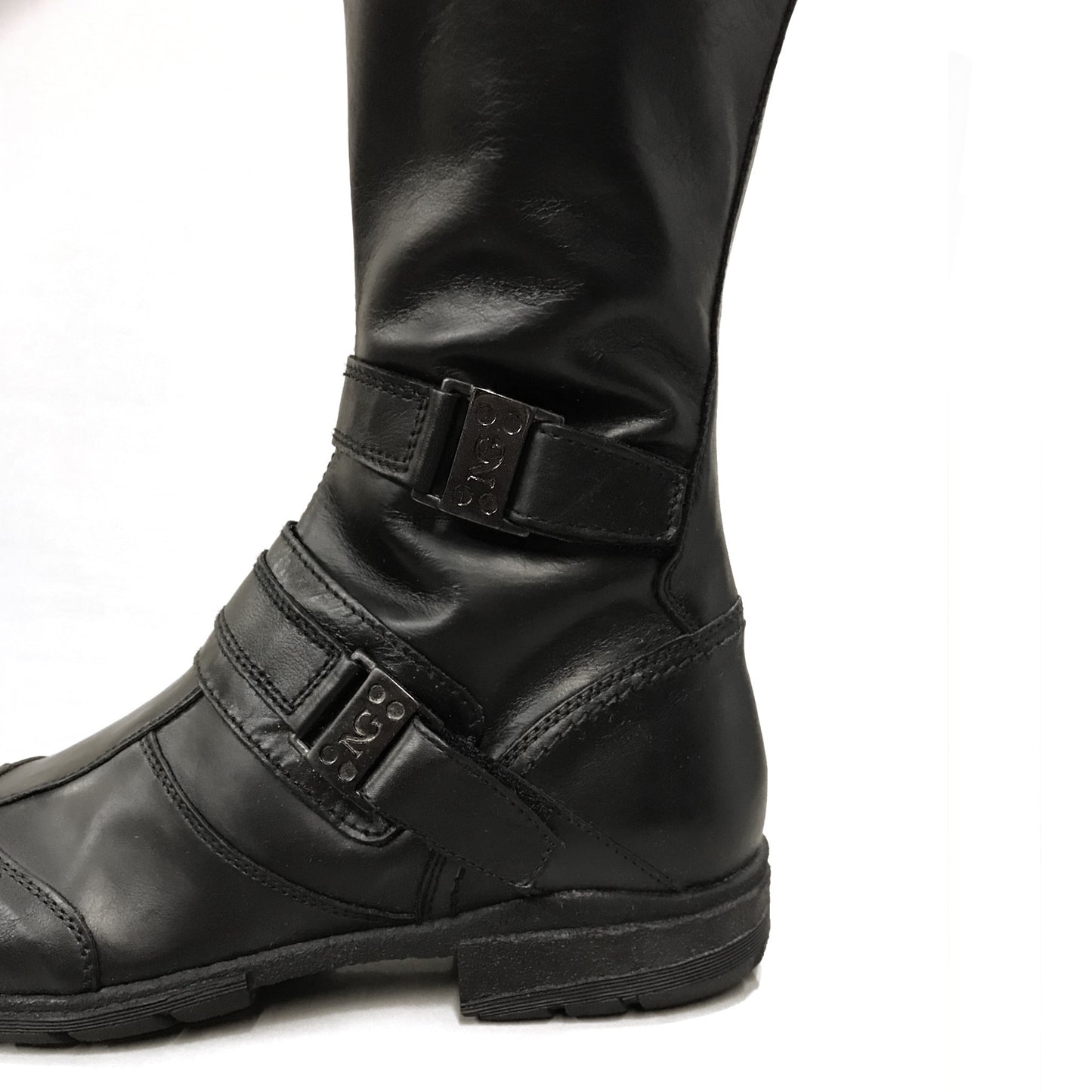 Stivali Bikers Donna NeroGiardini 00171 in Vera Pelle, Altezza a mezza gamba, Cerniera Zip e Tripla Fibbia - Colore Nero