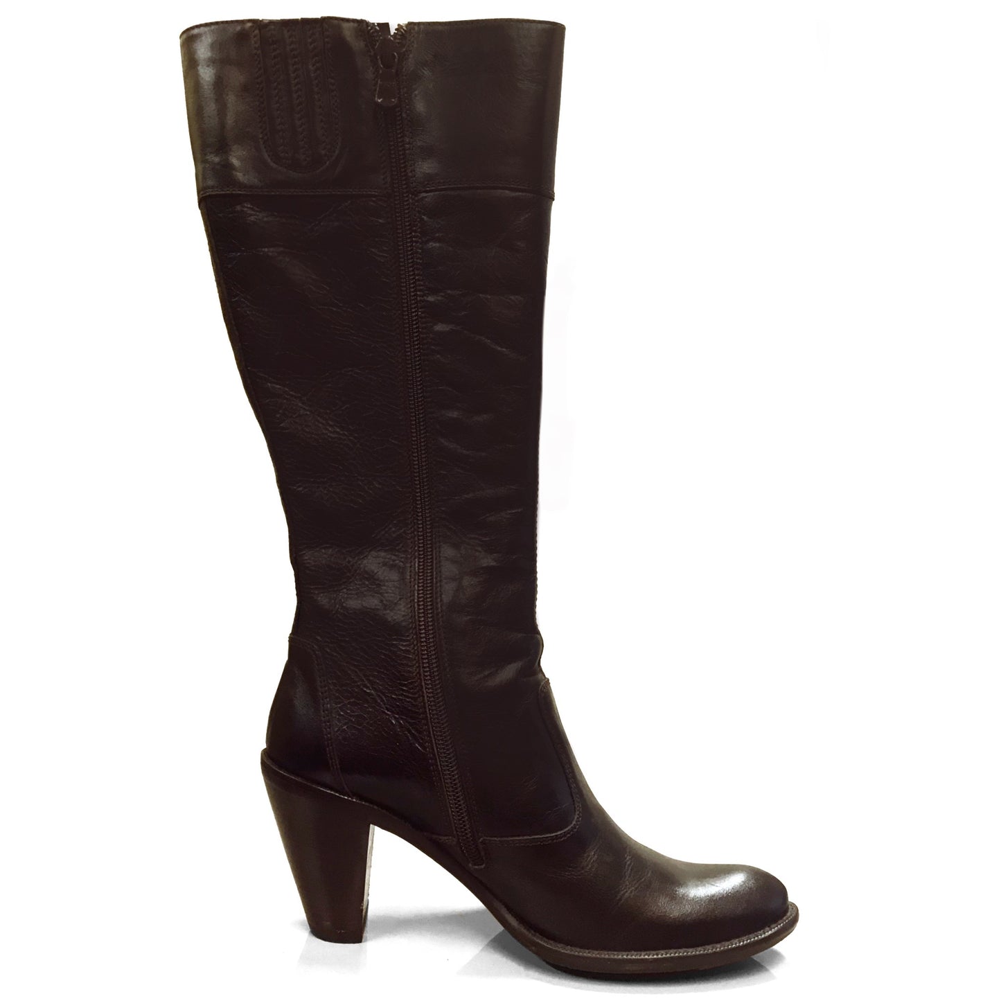 Stivali Texani Donna NeroGiardini 00580 Vera Pelle, Tacco alto 8 cm, Cerniera Zip, Elastico,- Colore Marrone Testa di Moro