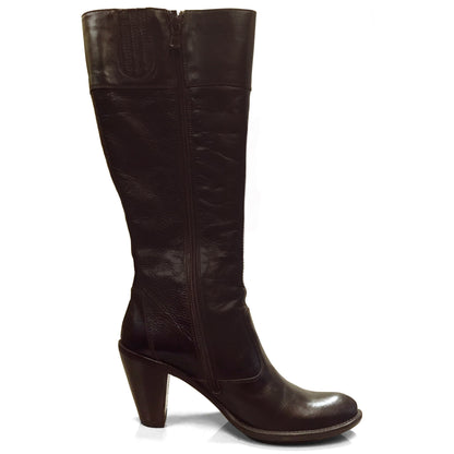 Stivali Texani Donna NeroGiardini 00580 Vera Pelle, Tacco alto 8 cm, Cerniera Zip, Elastico,- Colore Marrone Testa di Moro