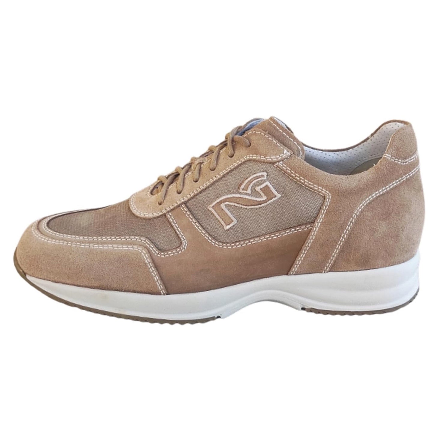 Sneakers Uomo NeroGiardini P201080U Vera Pelle Scamosciata Nabuk Beige Castoro e Sabbia - 41 EU