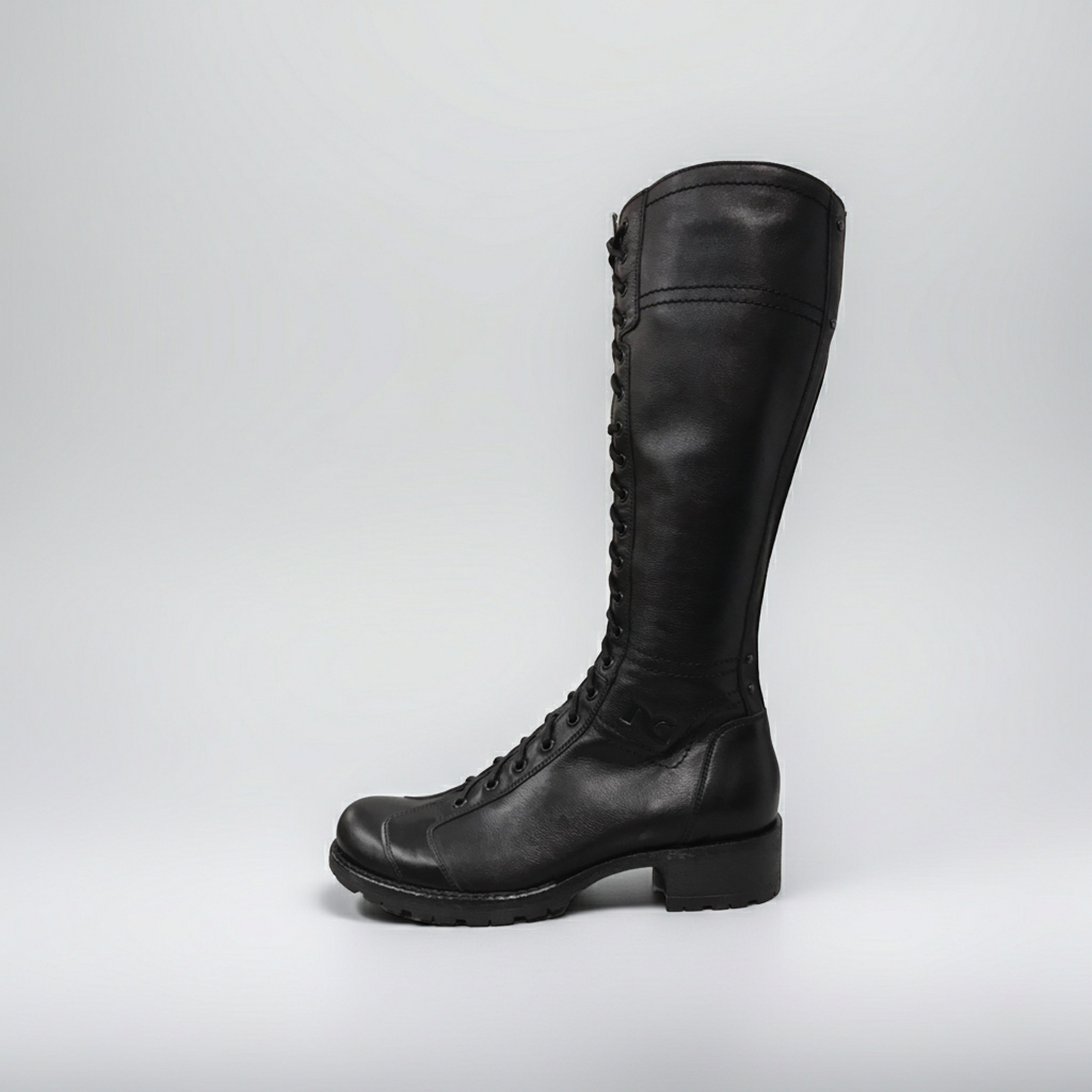 Stivali Anfibi Donna NeroGiardini A309541D Vera Pelle, Cerniera Zip, Lacci, Nero, 38 EU