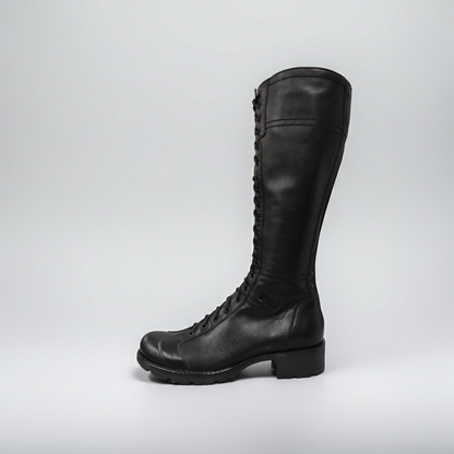 Stivali Anfibi Donna NeroGiardini A309541D Vera Pelle, Cerniera Zip, Lacci, Nero, 38 EU
