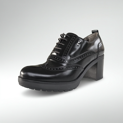 Scarpe Francesine Donna NeroGiardini Art A616490D Tacco a blocco, Vera Pelle, Nero