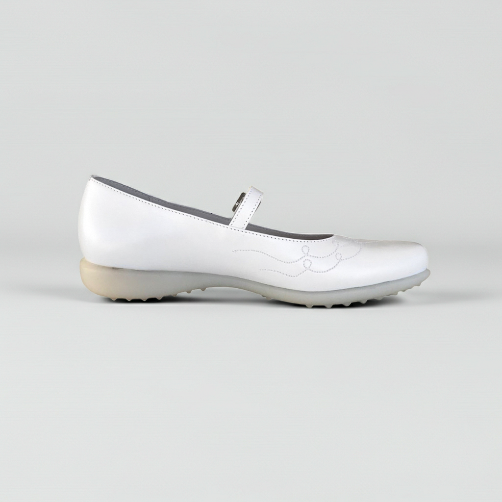 Ballerine con cinturino Cricket 1903 Vera Pelle Bianco Perlato, Numero 38 EU