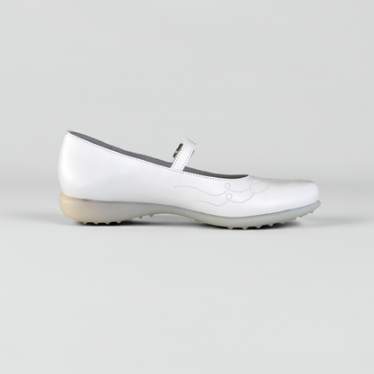 Ballerine con cinturino Cricket 1903 Vera Pelle Bianco Perlato, Numero 38 EU
