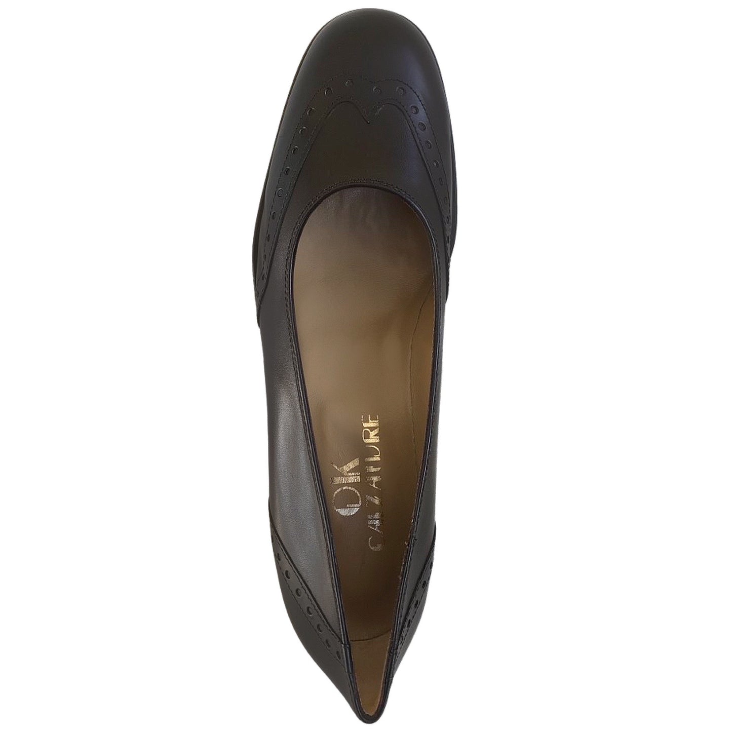 Décolleté Donna Ok Calzature 6901 Stile Inglese, in Vera Pelle, Marrone Testa di Moro