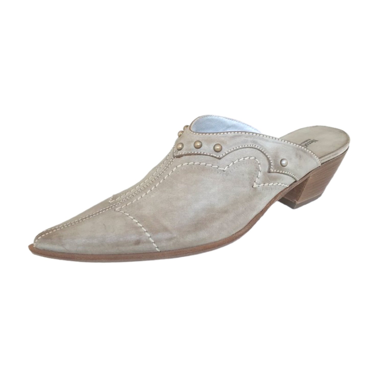 Sabot a punta NeroGiardini Vera Pelle Beige Savana Fondo in cuoio