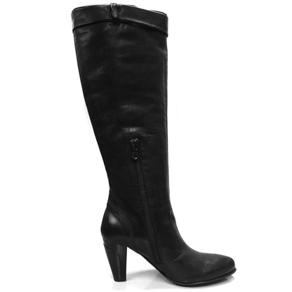 Stivali alti Donna NeroGiardini A900271E Tacco alto 7 cm, Vera Pelle, Nero, Zip