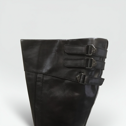 Stivali Donna NeroGiardini art 185 Tacco a blocco alto con plateau, Vera Pelle, Nero, Cerniera zip - Numero 39 (EU)