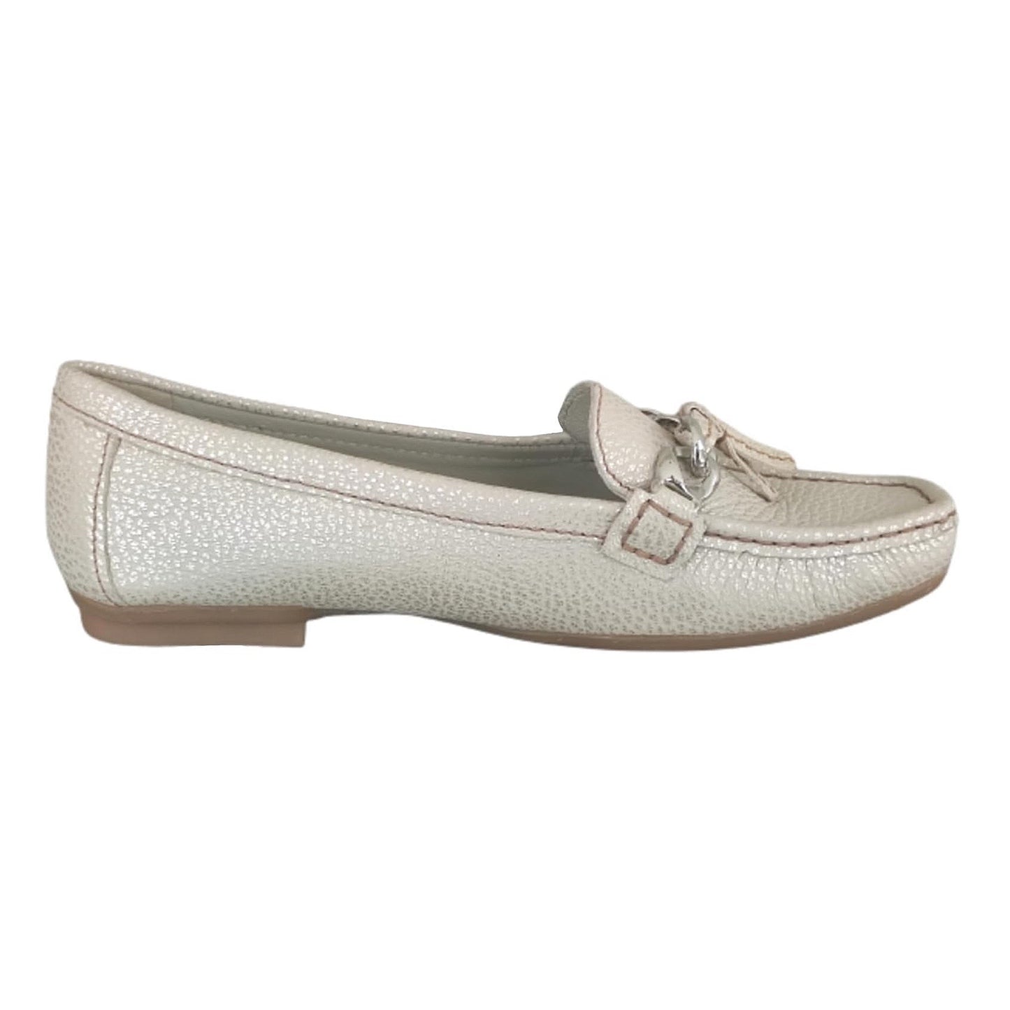 Mocassini Donna Comfort Vera Pelle Beige Platinato