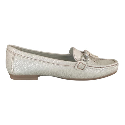 Mocassini Donna Comfort Vera Pelle Beige Platinato