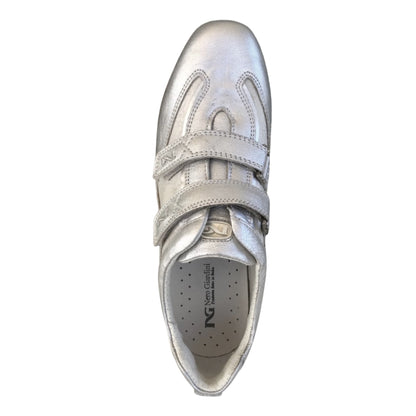 Sneakers con strap NeroGiardini 00286 VeraPelle Monogram Argento