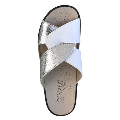 Ciabatte Donna Cinzia Soft IAEH63VPY Argento e Bianco con Plantare Estraibile