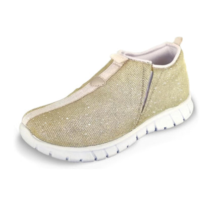 Sneakers Donna PREGUNTA Art 19009 Fondo Gomma Elastici Laterali Tessuto Platino Glitterato n. 39