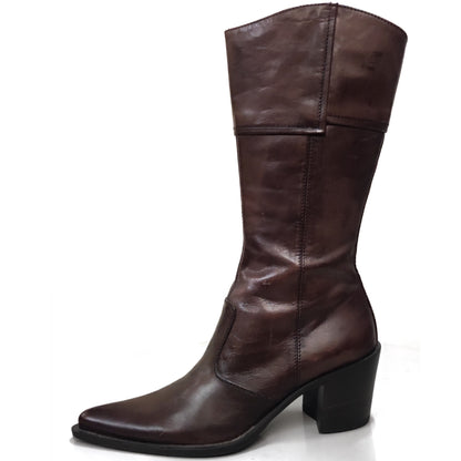Stivali Texani Donna NeroGiardini 00972 - Vera Pelle, Marrone Testa di moro, Zip, Elastico - Numero 38 (EU)
