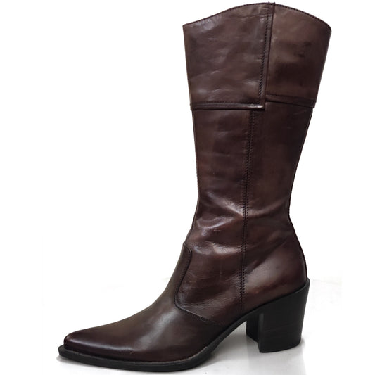 Stivali Texani Donna NeroGiardini 00972 - Vera Pelle, Marrone Testa di moro, Zip, Elastico - Numero 38 (EU)