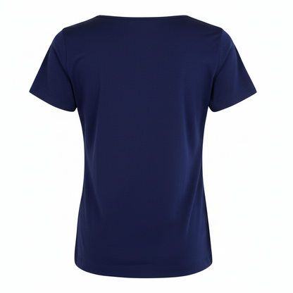 T-Shirt Donna NeroGiardini P561903D Blu con rose ricamate e pois